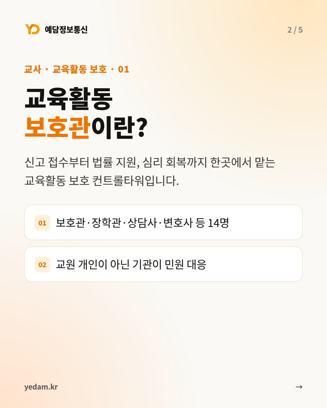 교육활동 보호관이란? 카드