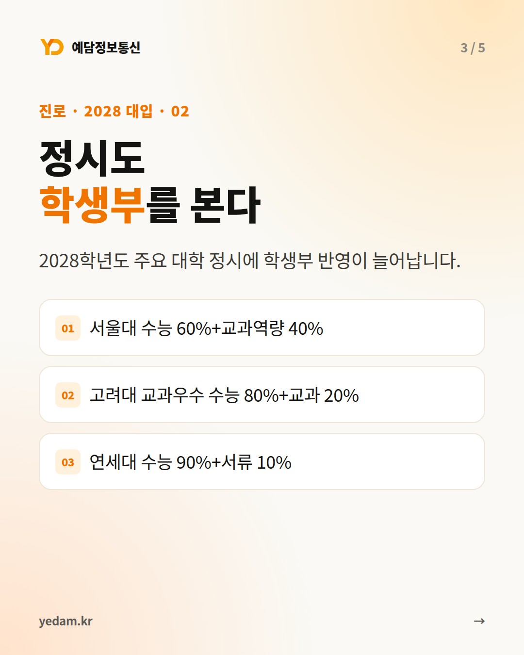 정시도 학생부를 본다 - 예담정보통신 카드뉴스