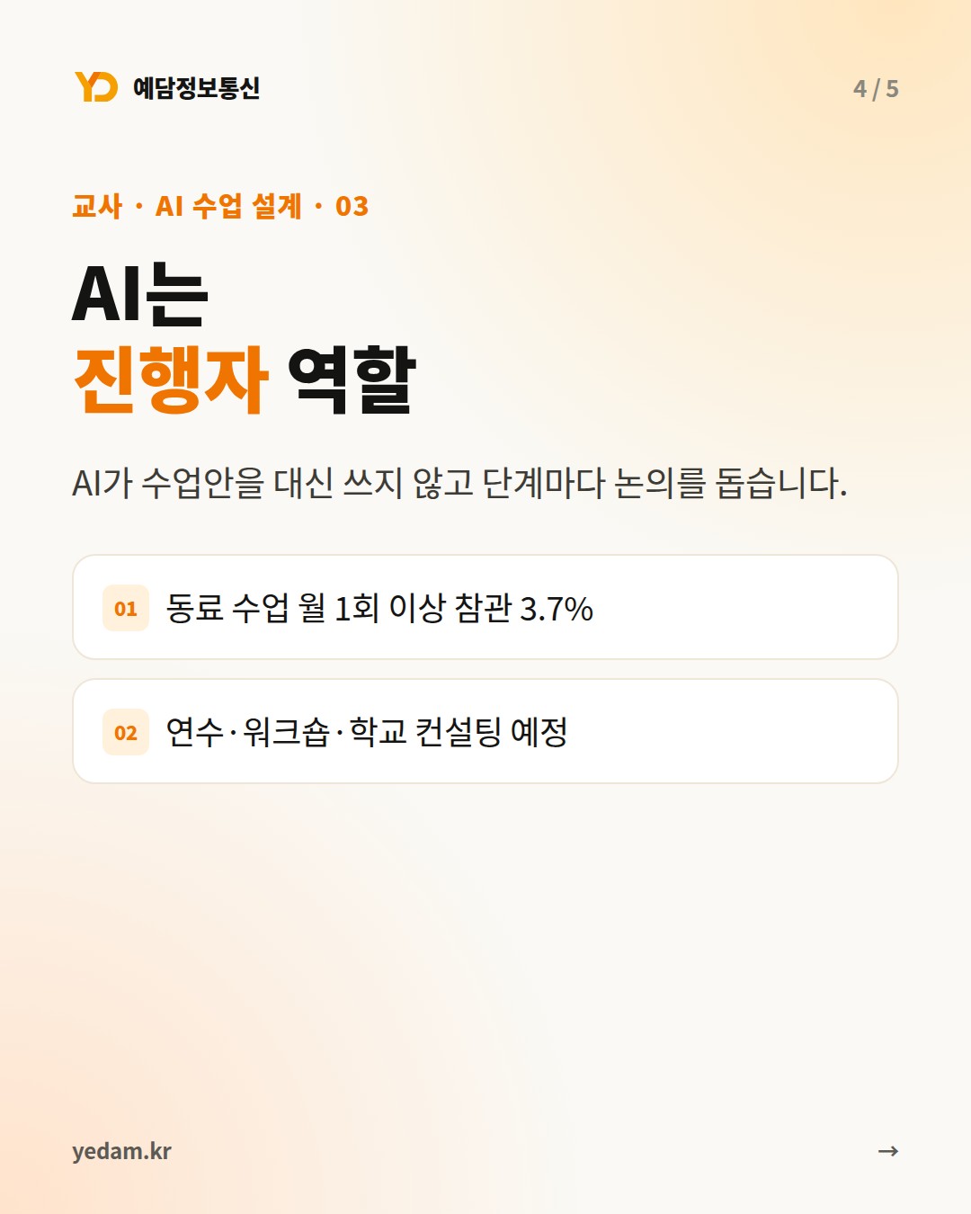 AI는 진행자 역할 - 예담정보통신 카드뉴스