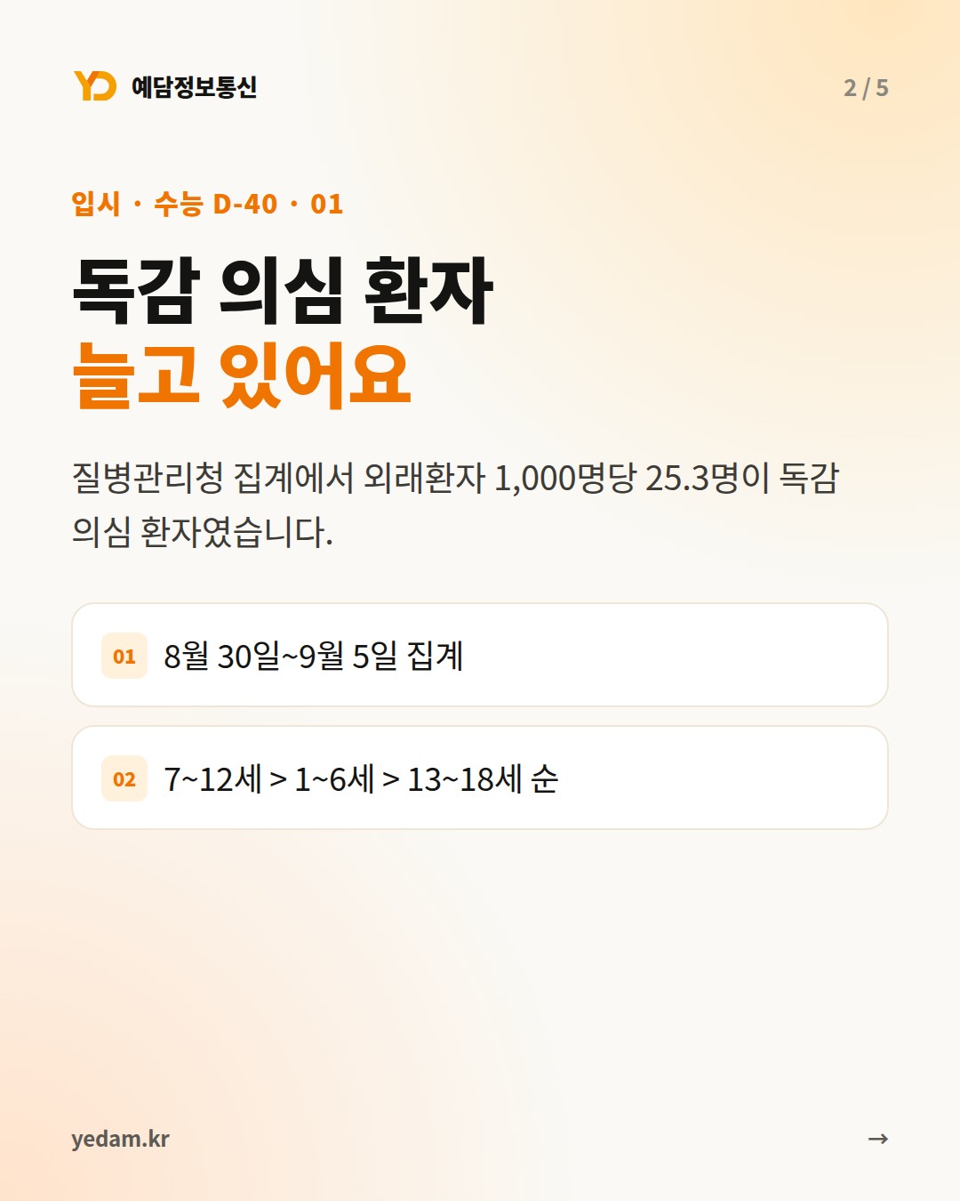 독감 의심 환자 늘고 있어요 - 예담정보통신 카드뉴스
